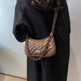 High Capacity Winter Chain PU leather Padded Down Cotton Handbags