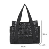 Women's Winter Padded Space Duffel Bag - Plaid Nylon Shoulder Bag