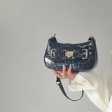 Y2k Hot Girls Underarm Bag Women PU Leather Shoulder Retro Crossbody Handbag