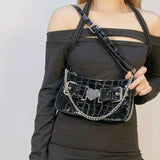 Y2k Hot Girls Underarm Bag Women PU Leather Shoulder Retro Crossbody Handbag