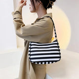Vintage Leather Shoulder Bag Striped Street Shopping Handbag