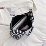 Vintage Leather Shoulder Bag Striped Street Shopping Handbag