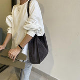 Corduroy Tote Bag Large Capacity Solid Handbag