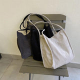 Corduroy Tote Bag Large Capacity Solid Handbag
