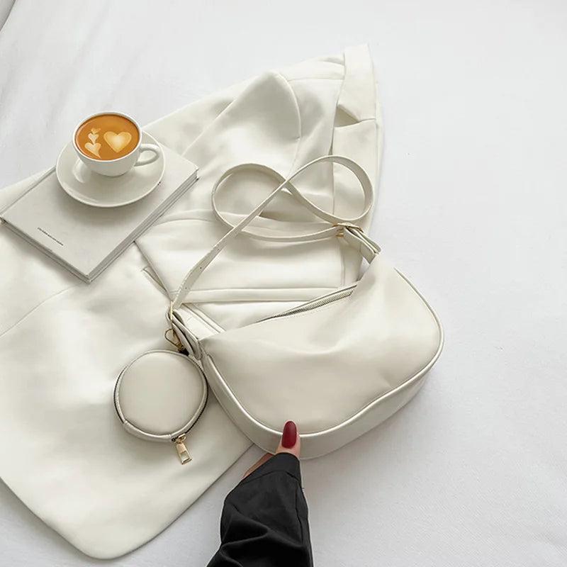 Solid Leather Purses and Handbags For Women Shoulder Crossbody Bags
