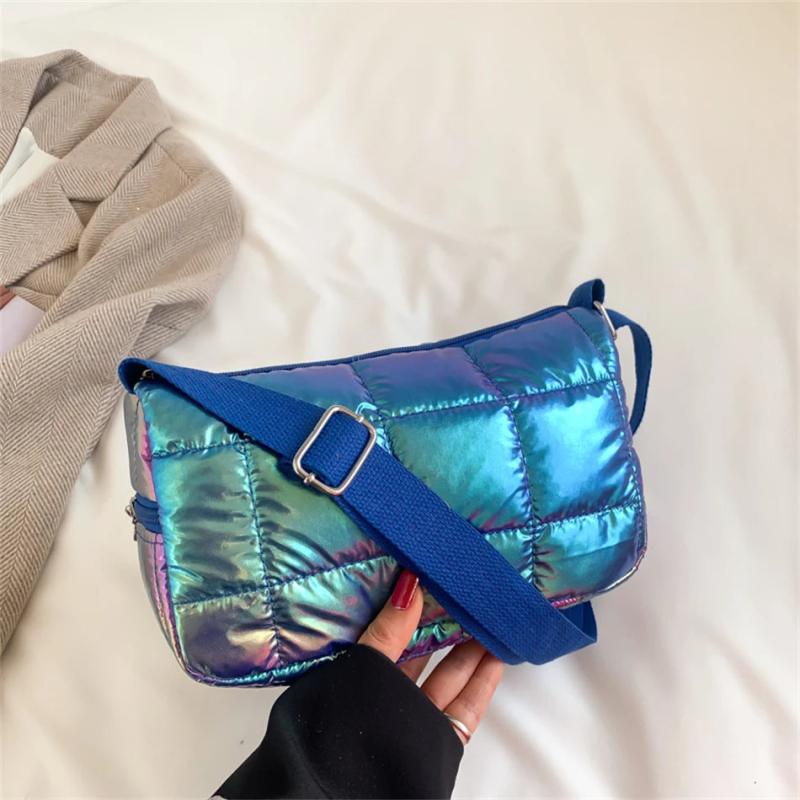 Quilted Shoulder Bag for Women Laser Down Fabric