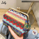 Hasp Ladies Straw Weave Handbags Summer Beach Female Rattan Small Purse