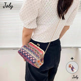 Hasp Ladies Straw Weave Handbags Summer Beach Female Rattan Small Purse