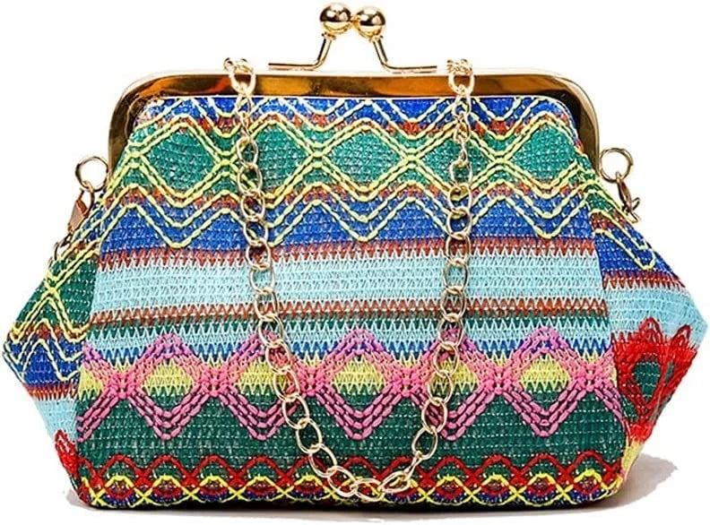 Hasp Ladies Straw Weave Handbags Summer Beach Female Rattan Small Purse