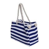 Striped Shoulder Shopping Bag Beach Handbag Canvas Bag
