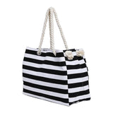 Striped Shoulder Shopping Bag Beach Handbag Canvas Bag