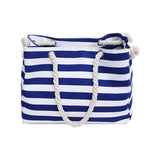 Striped Shoulder Shopping Bag Beach Handbag Canvas Bag