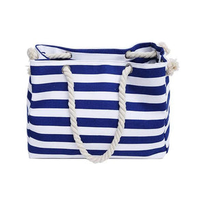 Striped Shoulder Shopping Bag Beach Handbag Canvas Bag