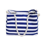 Striped Shoulder Shopping Bag Beach Handbag Canvas Bag