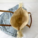 Bohemia Women Straw Bag Tassel Rattan Woven Large Capacity Handbag