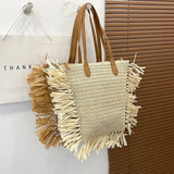 Bohemia Women Straw Bag Tassel Rattan Woven Large Capacity Handbag
