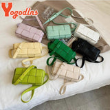 Woven Shoulder Bag Female PU Leather Flap Square Crossbody Bag