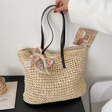 Straw Woven Underarm Shoulder Tote Bags & Scarf for Women