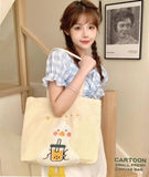 Embroidered Shoulder Canvas Bag Girls College Students Large Capacity