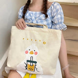 Embroidered Shoulder Canvas Bag Girls College Students Large Capacity