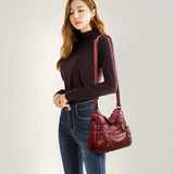 Retro PU Leather Handbag Large Capacity Messenger Bag