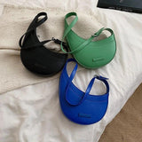 Half Moon Small Female Tote Handbags PU Leather Shoulder Bag
