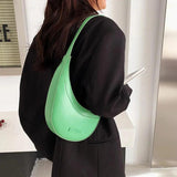 Half Moon Small Female Tote Handbags PU Leather Shoulder Bag