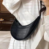 Half Moon Small Female Tote Handbags PU Leather Shoulder Bag