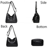 Multi-Pocket Shoulder Bag Solid Color Diagonal Handbag
