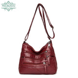 Multi-Pocket Shoulder Bag Solid Color Diagonal Handbag