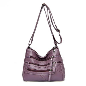 Multi-Pocket Shoulder Bag Solid Color Diagonal Handbag