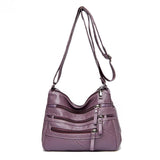 Multi-Pocket Shoulder Bag Solid Color Diagonal Handbag