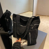 Corduroy Zipper Shoulder Bag Canvas Handbag Casual Tote Female Crossbody