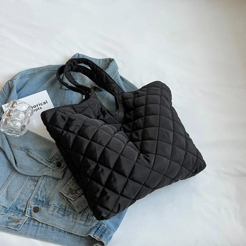Winter Nylon Tote Bag Large Capacity Shoulder Handbag for Women