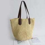 Straw Woven Shoulder Bag Vintage Summer Tote Handbag
