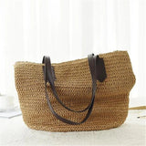 Straw Woven Shoulder Bag Vintage Summer Tote Handbag