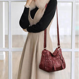 Leather Crossbody Shoulder Bag for Women Multi-Pocket Sac