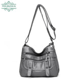 Leather Crossbody Shoulder Bag for Women Multi-Pocket Sac