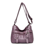 Leather Crossbody Shoulder Bag for Women Multi-Pocket Sac