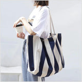 Retro Art Handbag Small Fresh Striped Canvas Bag