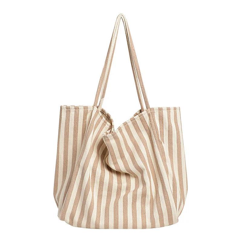 Retro Art Handbag Small Fresh Striped Canvas Bag