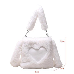 Brown Faux Fur Women Handbags Plush Shoulder Tote Bag