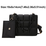 2PCS Women Handbag Diamond Lattice Pattern Composite Bags PU Leather