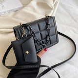 2PCS Women Handbag Diamond Lattice Pattern Composite Bags PU Leather