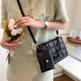 2PCS Women Handbag Diamond Lattice Pattern Composite Bags PU Leather