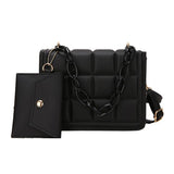 2PCS Women Handbag Diamond Lattice Pattern Composite Bags PU Leather