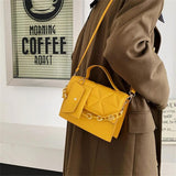 Casual Chain Crossbody Bag PU Leather Shoulder Handbag Messenger Bag
