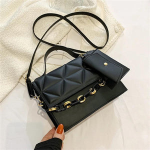 Casual Chain Crossbody Bag PU Leather Shoulder Handbag Messenger Bag