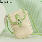 Straw Woven Small Phone Bag Ladies Shoulder Crossbody Messenger Bags