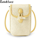 Straw Woven Small Phone Bag Ladies Shoulder Crossbody Messenger Bags